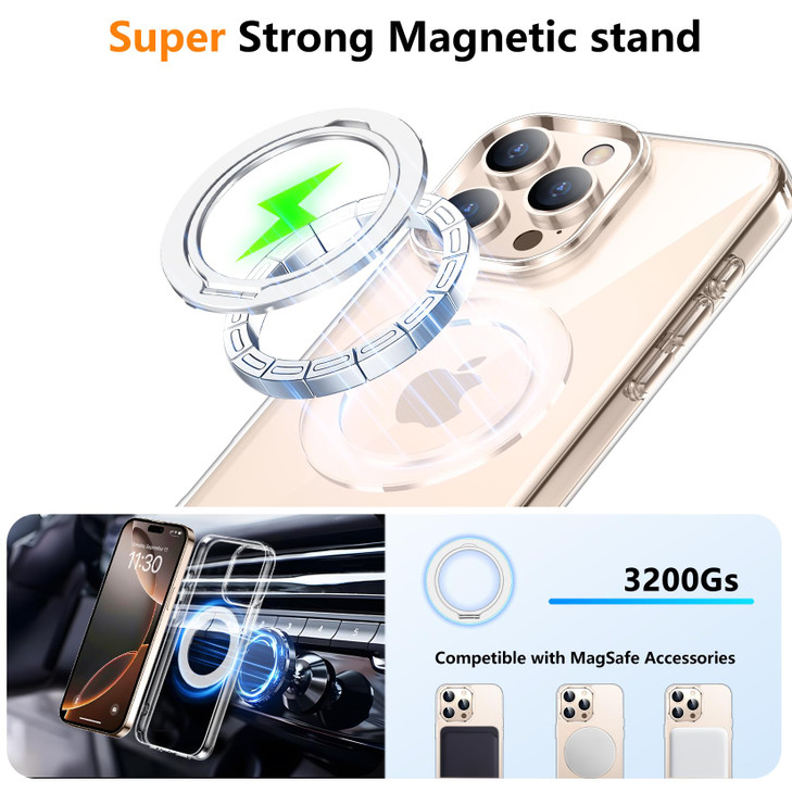 Temdan Designed for iPhone 16 Pro Max Case 360Rotatable Ring Stand Compatible with MagSafe MilitaryGrade Protection Magn