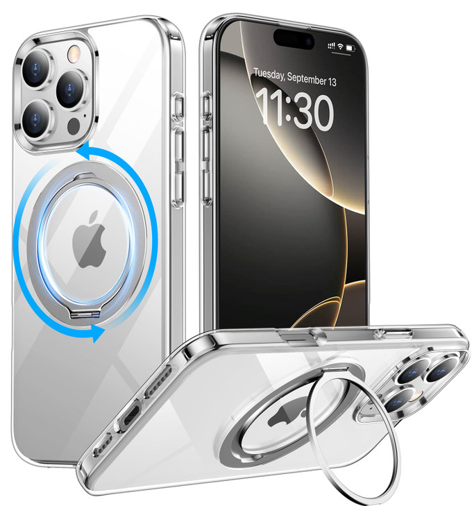 Temdan Designed for iPhone 16 Pro Case 360Rotatable Ring Stand Case Compatible with MagSafe MilitaryGrade Protection Mag