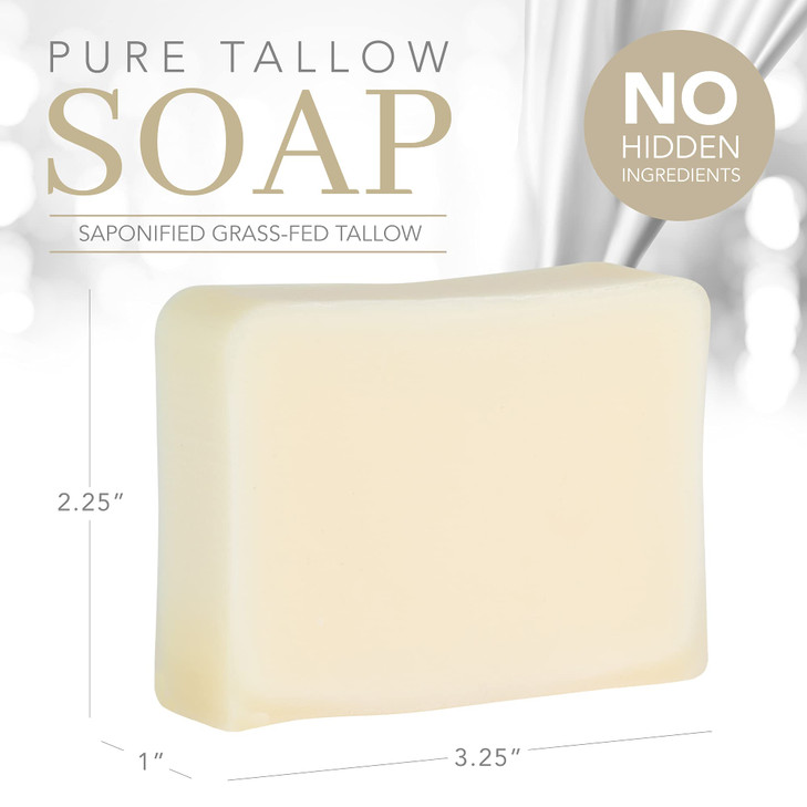 Natural Tallow Bar Soap for Men and Women, 4 oz - Handmade Soap Bar for Sensitive Skin to Help Relieve Symptoms of Eczema - Unscented Body Soap for A
