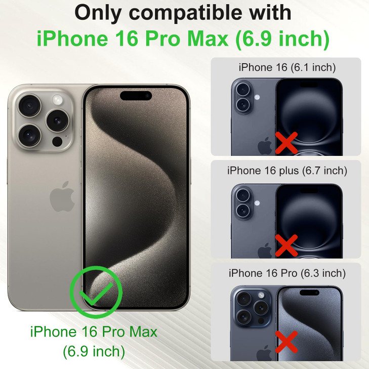 KEZiHOME Compatible with iPhone 16 Pro Max Wallet Case Genuine Leather Case Flip Cover RFID Blocking Card Holder Magneti