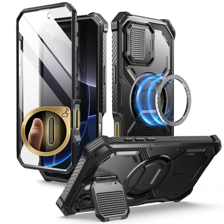iBlason Armorbox for iPhone 16 Pro Max Case MagSafe Camera Control Button Cover Camera Cover Stand Military Protection F