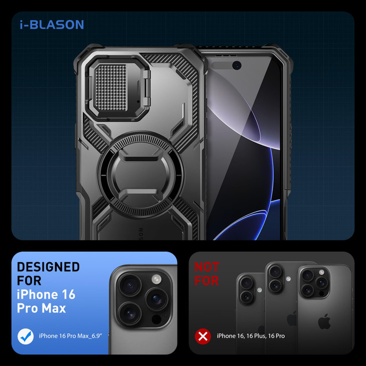 iBlason Armorbox for iPhone 16 Pro Max Case MagSafe Camera Control Button Cover Camera Cover Stand Military Protection F