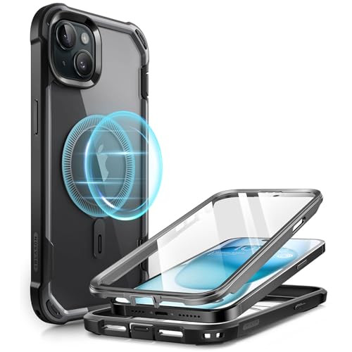 iBlason Ares Mag for iPhone 15 Plus Case with Builtin Screen Protector MagSafe Compatible FullBody Rugged AntiSlip Shock