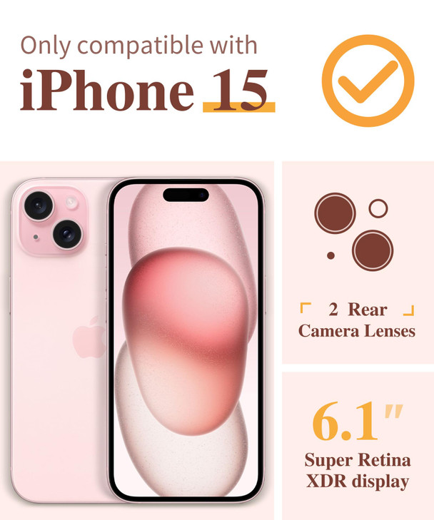 GVIEWIN for iPhone 15 Case Floral with Screen ProtectorCamera Lens ProtectorNon Yellowing Soft Shockproof Clear Phone Pr