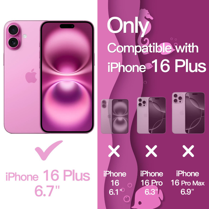 JETech Wavy Case for iPhone 16 Plus 67Inch Cute Wave Frame Curly Shape Shockproof Phone Cover for Women and Girls Clear