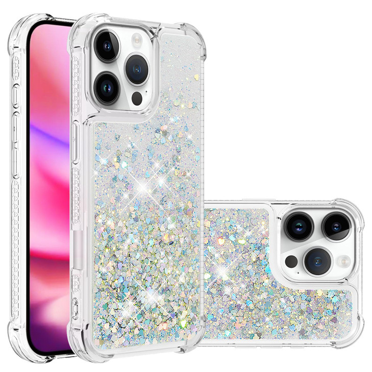Eilkmcre for iPhone 16 Pro Max 5G Case 69 Glitter Cute Bling Sparkle Flowing Liquid Quicksand Clear Soft TPU Silicone Ca