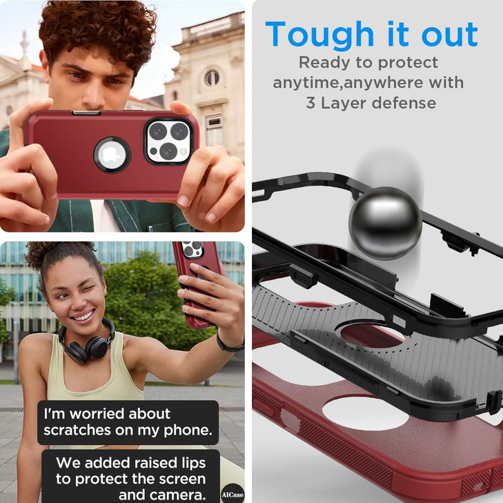 AICase for iPhone 16 Pro CaseHeavy Duty Drop Protection Full Body Rugged ShockproofDrop ProofDust proof Military Protect