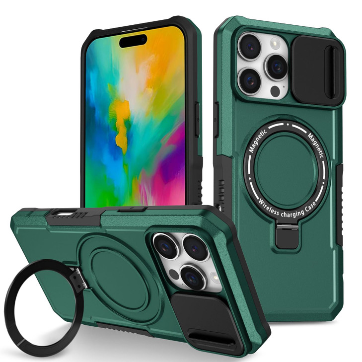 Kainevy Phone Case for iPhone 16 Pro Max Compatible with MagSafe with Magnetic Ring Stand Camera Cover Heavy Duty Rugged