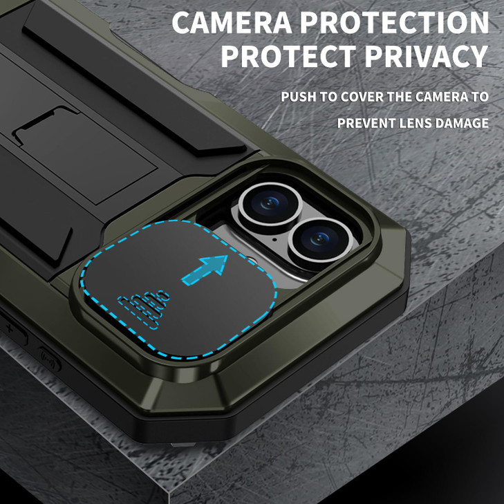 Tiwikunx Compatible for iPhone 16 Pro Max 5G Case with Slide Camera CoverScreen ProtectorOutdoor Aluminum Metal Gorilla