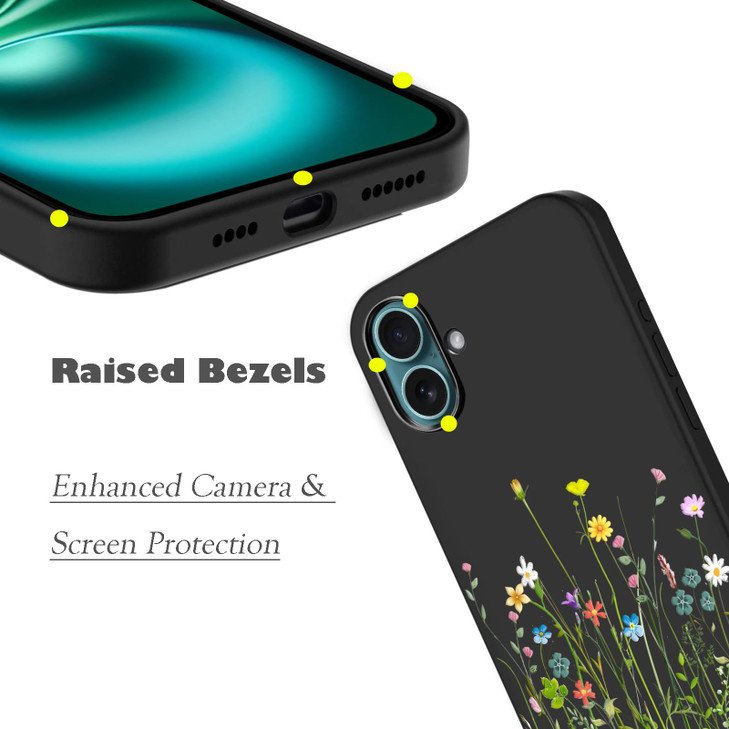 Unov Case Compatible with iPhone 16 Plus 2024 5G with Floral Bouquet Flower Girly Embossed Pattern Design Slim Protectiv