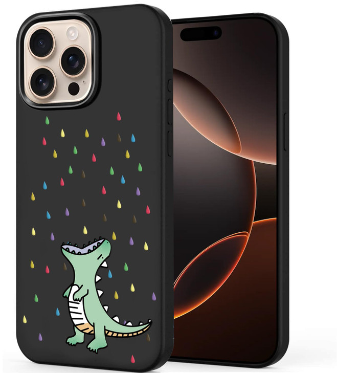 Unov Case Compatible with iPhone 16 Pro 2024 5G with Cute Dino Rainbow Dinosaur Dragon Embossed Pattern Design Slim Prot