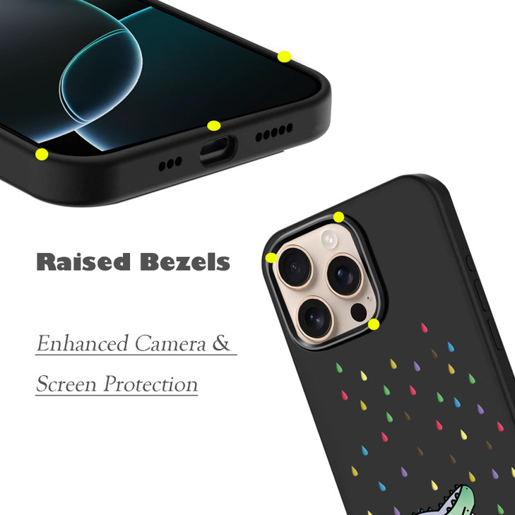 Unov Case Compatible with iPhone 16 Pro 2024 5G with Cute Dino Rainbow Dinosaur Dragon Embossed Pattern Design Slim Prot