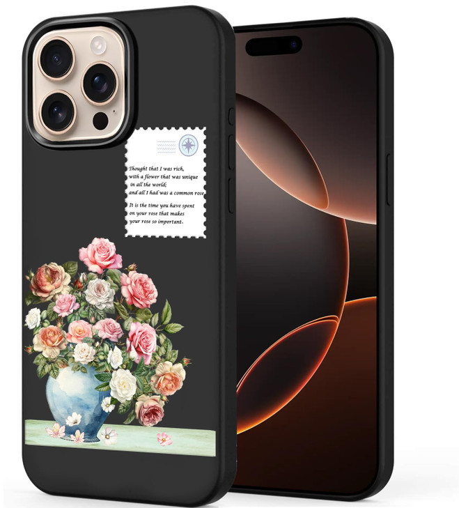 Unov Case Compatible with iPhone 16 Pro 2024 5G with Flower Bouquet Floral Rose Women Embossed Pattern Design Slim Prote