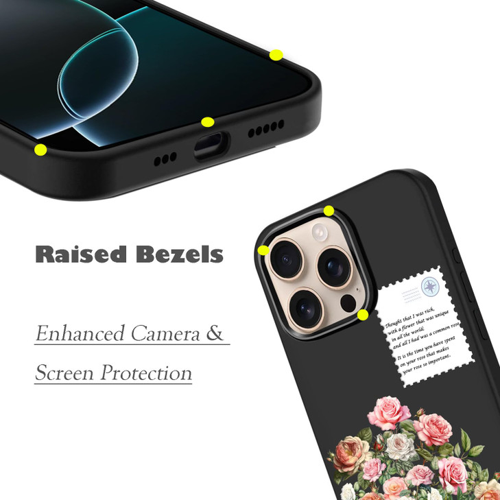 Unov Case Compatible with iPhone 16 Pro 2024 5G with Flower Bouquet Floral Rose Women Embossed Pattern Design Slim Prote