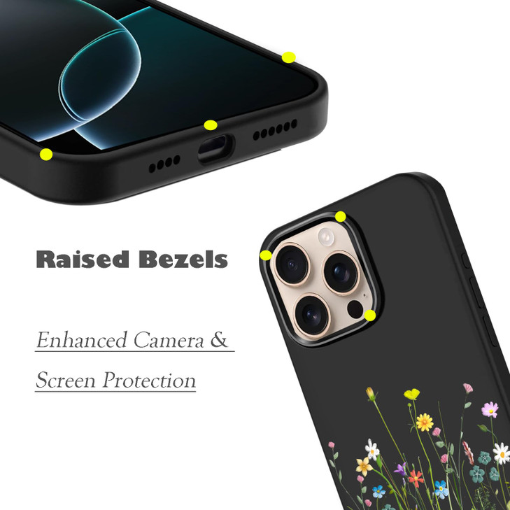 Unov Case Compatible with iPhone 16 Pro Max 2024 5G with Flower Floral Bouquet Girly Embossed Pattern Design Slim Protec
