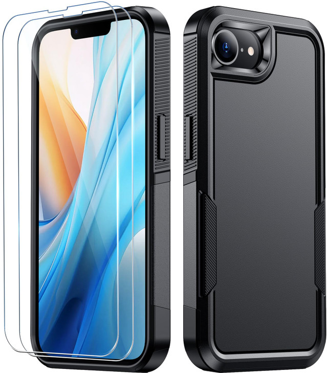 SPIDERCASE Designed for iPhone 16e Case 12 FT Military Grade Protection 2 Pack Tempered Glass Screen Protectors Heavy Du