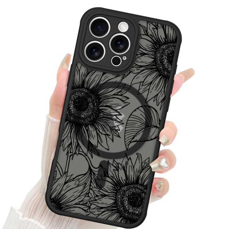Fiyart Designed for iPhone 16 Pro Case Matte Flowers Design Compatible with MagSafe Wireless ChargingCute Sunflowers Ant