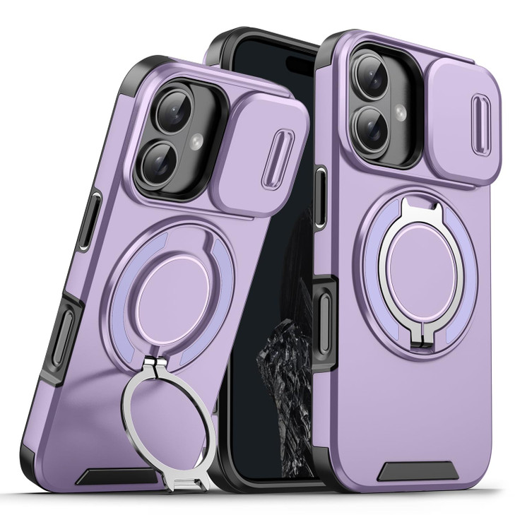 Dteck for iPhone 16 Plus 67 Shockproof Case with Rotating Phone Ring Holder KickstandSlide Camera Cover Compatible with
