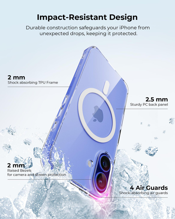 Upcommon Crystal Fit Magnetic Clear Case for iPhone 16 Plus Compatible with MagSafe Anti Yellowing Slim Protective Cover