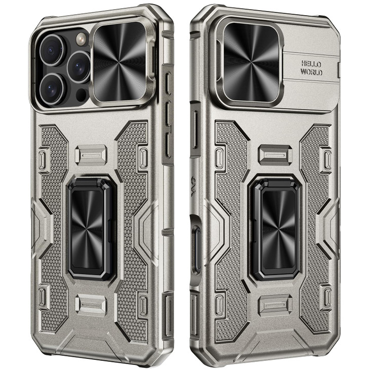 VEGO Kickstand Case for iPhone 16 ProMaxwith Slide Camera Cover Builtin 360 Rotate Ring Stand Magnetic Shockproof Cover