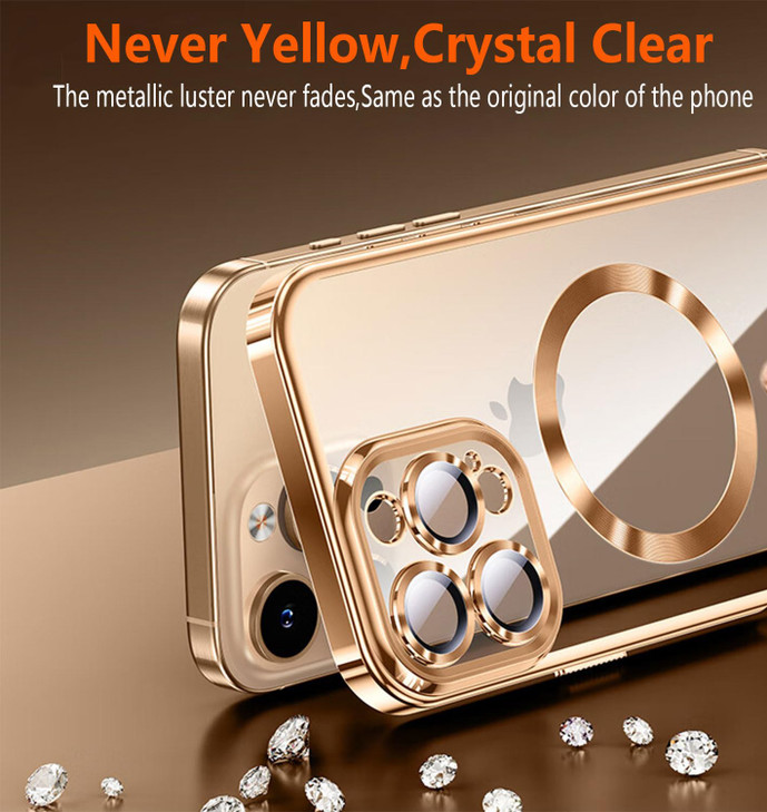Magnetic for iPhone 16 Pro Case with Privacy Screen Protector Full Camera CoverNonYellowing Plating Glossy Soft Shockpro