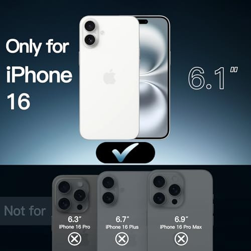 JETech Case for iPhone 16 61Inch NonYellowing Shockproof Phone Bumper Cover AntiScratch Clear Back Clear