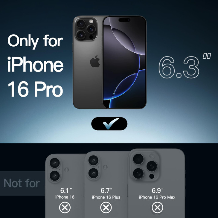 JETech Case for iPhone 16 Pro 63Inch NonYellowing Shockproof Phone Bumper Cover AntiScratch Clear Back Black