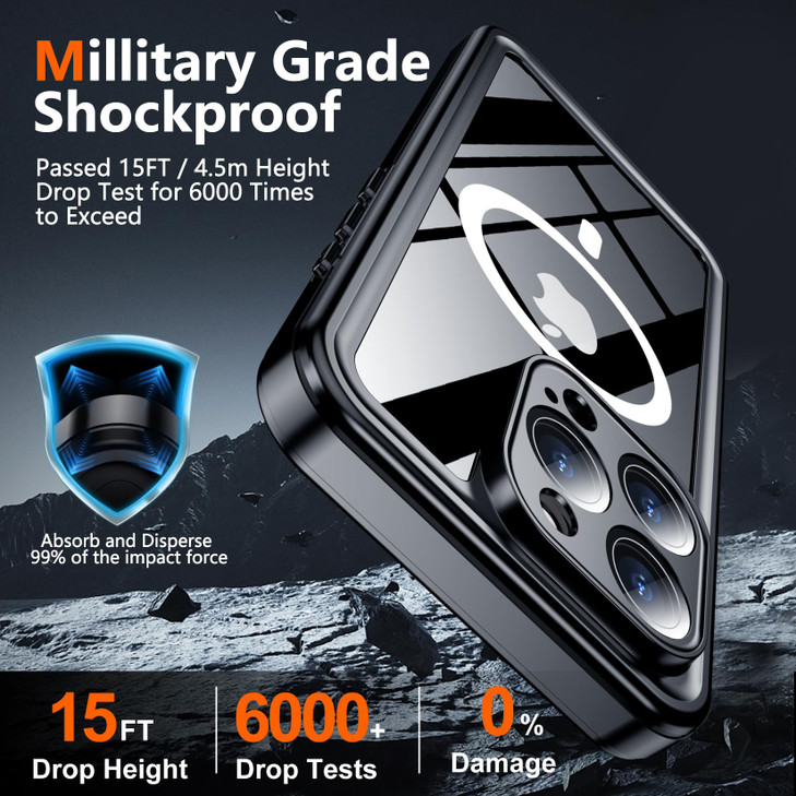SPIDERCASE Magnetic for iPhone 16 Pro Case Waterproof Builtin Screen Camera Lens ProtectorIP68 Underwater Military Grade
