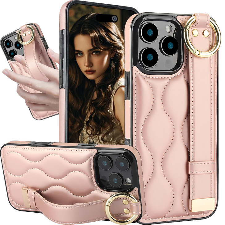 CCSmall for Apple iPhone 16 Pro Max Case with Wrist Strap for Women Girls PU Leather Phone Case with Ring Finger Wristba