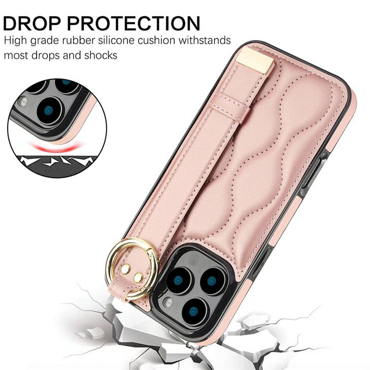 CCSmall for Apple iPhone 16 Pro Max Case with Wrist Strap for Women Girls PU Leather Phone Case with Ring Finger Wristba