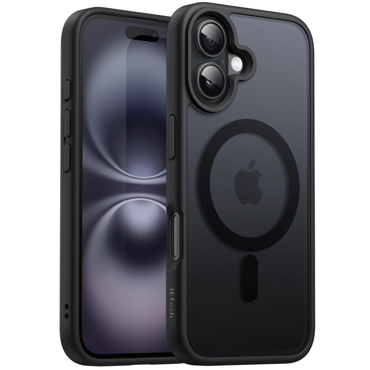 JETech Magnetic Case for iPhone 16 61Inch Compatible with MagSafe Translucent Matte Back Slim Shockproof Phone Cover Bla