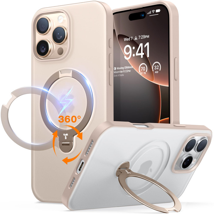 TORRAS 360 Spin Magnetic Stand for iPhone 16 Pro Max Case Fit for MagSafe Military Grade Protective Ostand Case for 16 P