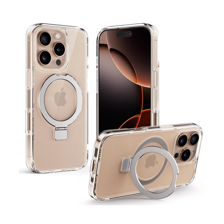 Upcommon Flex Stand Case for iPhone 16 Pro Builtin Kickstand MagSafe Compatible Slim Protective Cover Shockproof Clear