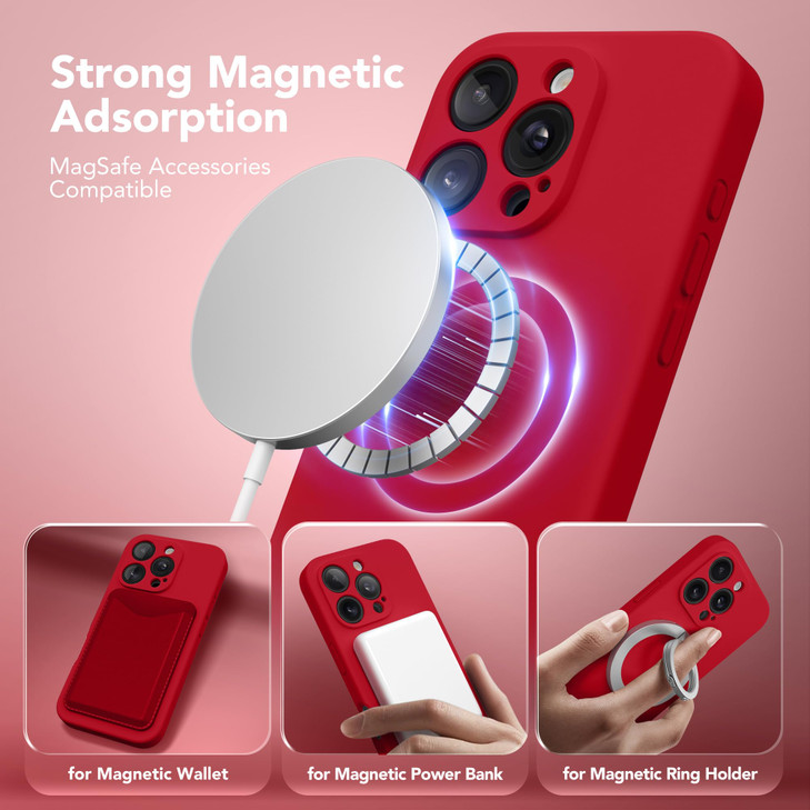 SuydanBox Magnetic for iPhone 16 Pro Max Case Compatible with MagSafe Full Camera ProtectionScreen Protector Silicone Sh