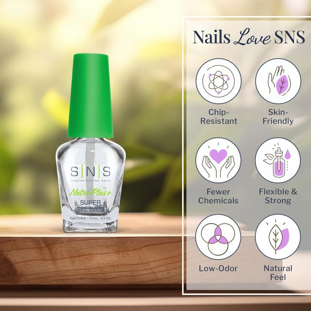 SNS Base Coat Nail Polish for Nail Dip Powder, Gel Base - Long-Lasting & Fast-Drying Nail Strengtheners Gel Base - Low-Odor & No UV Lamp Required - 0
