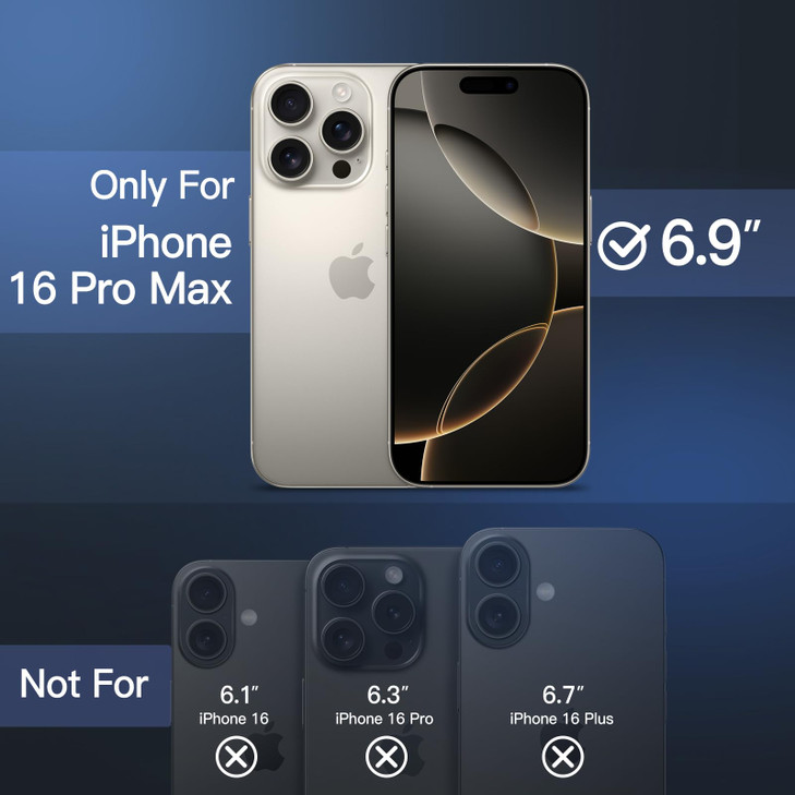 JETech Matte Case for iPhone 16 Pro Max 69Inch Shockproof Military Grade Drop Protection Frosted Translucent Back Phone