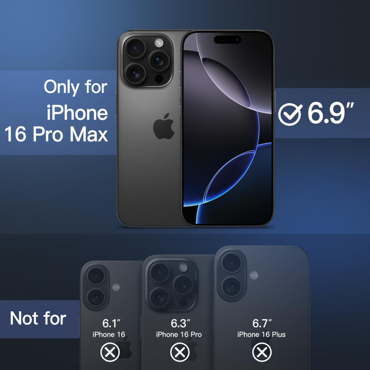 JETech Matte Case for iPhone 16 Pro Max 69Inch Shockproof Military Grade Drop Protection Frosted Translucent Back Phone