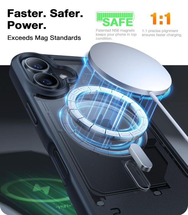 TORRAS Magnetic Shockproof for iPhone 16 Case18N Mighty Magnetic 12FT Military Grade Drop Tested Fit for MagSafe Protect