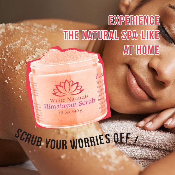 Himalayan Salt Body Scrub, Pink Exfoliator For Women, Exfoliating Scrub for Soft Skincare, Removes Dead Skin Cells, Natural Face Foot Hands Exfoliati