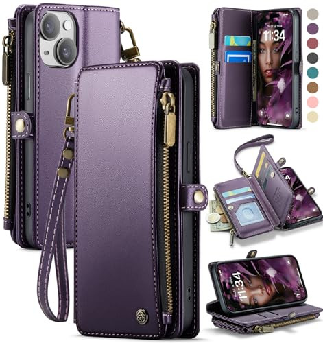 Defencase Compatible with iPhone 13 Case Wallet with RFID Blocking Card Holder for Women and Men Fashion PU Leather Magn