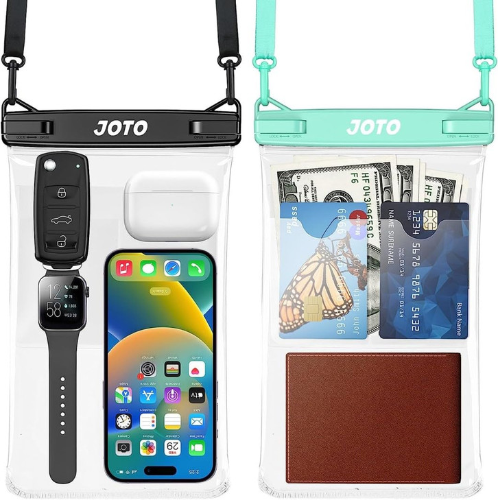 JOTO 2 Pack Large Waterproof Phone Pouch Bag IPX8 Big Underwater Dry Bag with Lanyard for iPhone 17 Air 16 15 14 Plus Pr