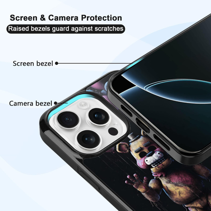 MMYAJT Black Cute Phone Case Fit for iPhone 16 Pro TPU Shockproof Protective iPhone Case Horror Video Game Phone Cover G