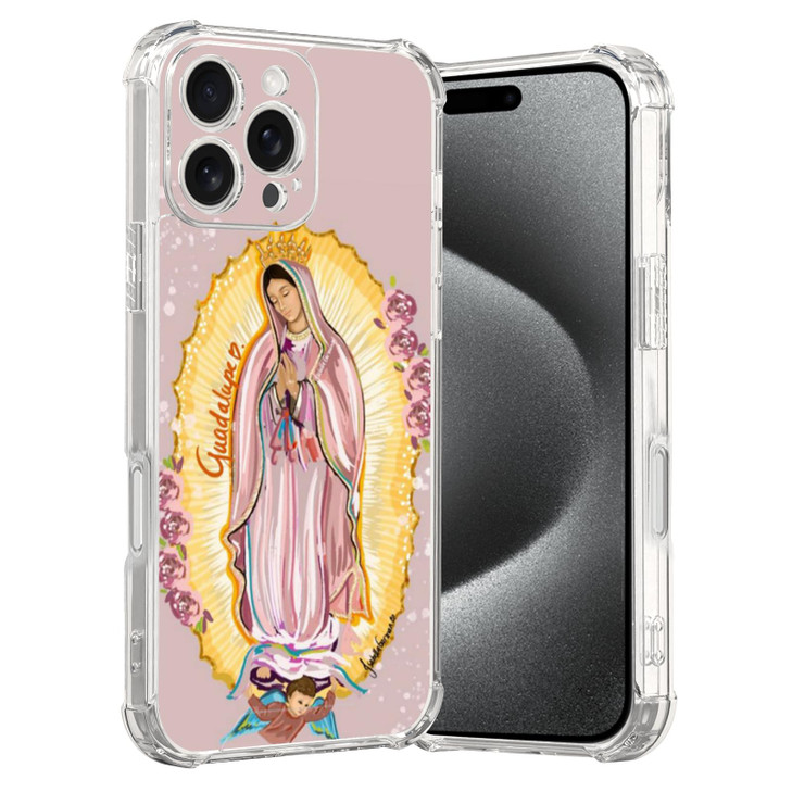 MMYAJT Flesh Virgencita Phone Case Fit for iPhone 16 Pro Max Wireless Charging Shockproof Clear Mexico Virgen de Guadalu