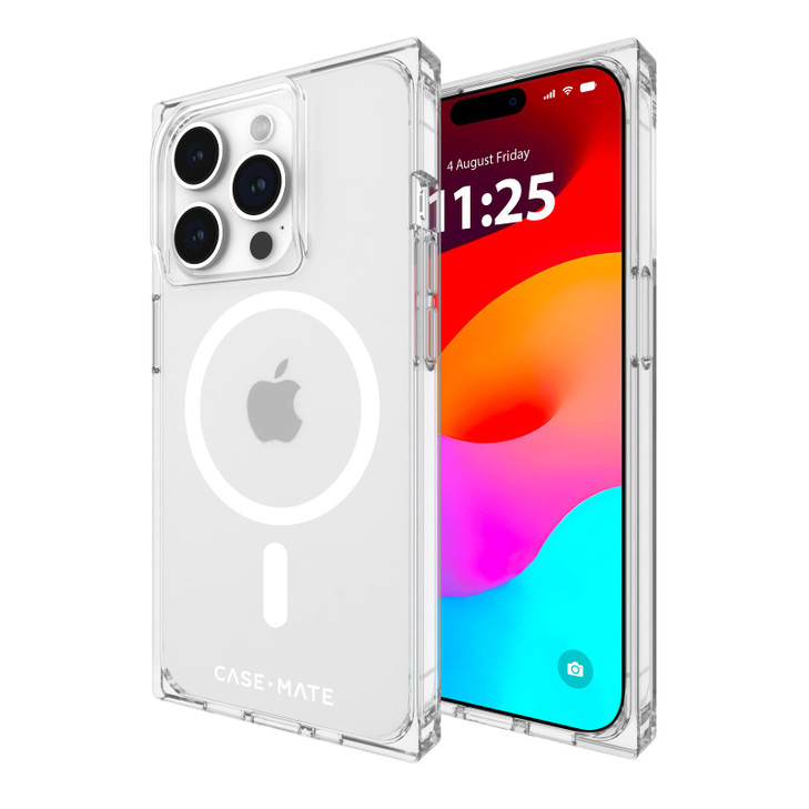 CaseMate BLOX iPhone 15 Pro Case Clear 12ft Drop Protection Compatible with MagSafe Anti Yellowing Magnetic Bumper Cover