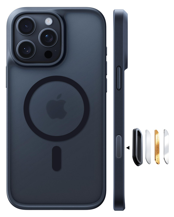 TORRAS for iPhone 16 Pro Case Translucent Matte Black Compatible with MagSafe Military Grade Drop Protection Stronger Ma