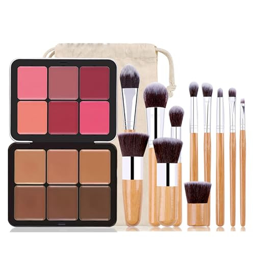 FantasyDay Pro 5 Colors Compact Powder Blush/Cheek Blusher Makeup Palette Contouring Kit With Blush Brush Pressed Powder Baked Mineral Blush Set - Id