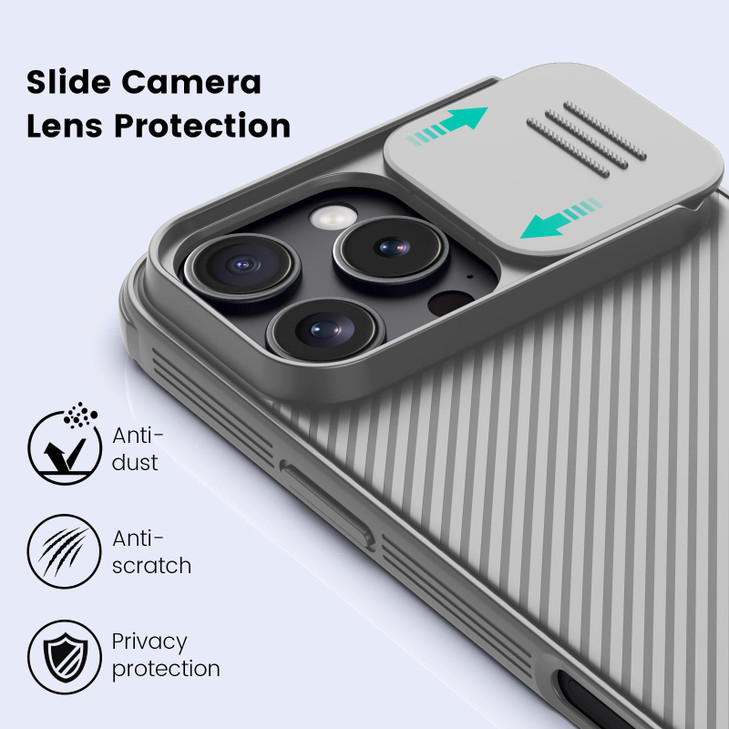 Nillkin for iPhone 16 Pro Max Case with Slide Camera Cover Upgraded Camera Lens Protection Slim Shockproof Protective Ph