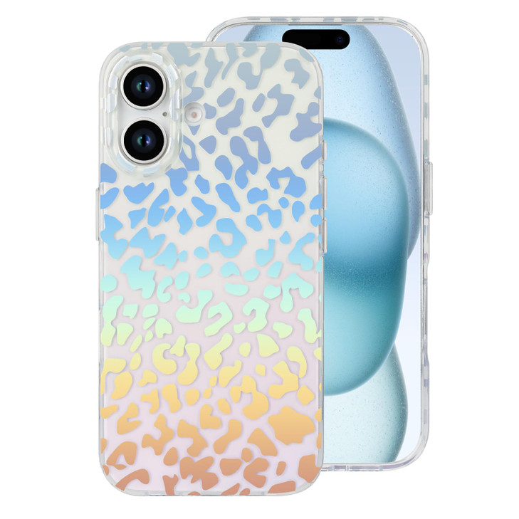 Omorro Compatible with iPhone 16 Leopard Case for Women Luxury Glitter Leopard Cheetah Print Designed Colorful Laser Iri