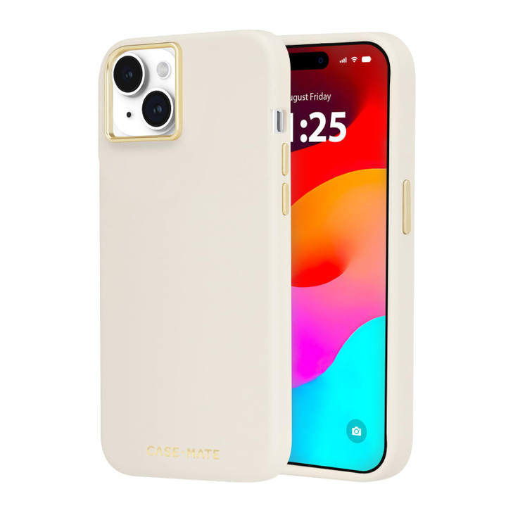 CaseMate iPhone 15 Plus Case Silicone Beige 12ft Drop Protection Compatible with MagSafe Magnetic Cover with Soft Silico