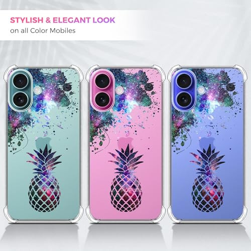 GlamCase for iPhone 16 Plus iPhone 16 Plus Clear Case Galaxy Pineapple Design Printed Durable Clear Shockproof Protectiv